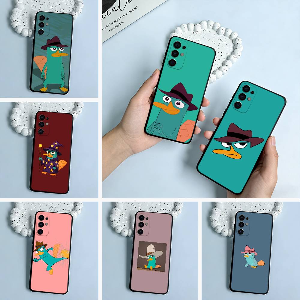 P-Perry The P-Platypus Black Soft Silicone Phone Case for Samsung S25, S24, S21, S22, S23, S30, Ultra, S20, Plus, FE, Lite
