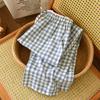 2026 New Women's Sleepwear 100% Cotton Gauze Lace Checkered Pants Japanese Minimalist Home Pants Bottoms Womens Sleepwear