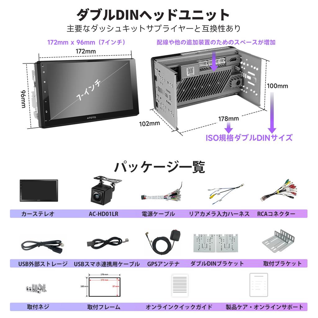 ATOTO A5L Android 2DIN Displej Autonavigace 7 Bezdrátové Android Auto Bezdrátové GPS Zadní kamera Audio, palec, & CarPlay, WiFi/BT/USB Tethering,