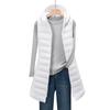 Female Autumn and Winter Medium Long Hooded Light Down Padded Jacket Waistcoat Cotton Vest
