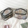 Double/Single Layer Mesh Love Makeup Bag Large Capacity Zipper Women Toiletry Bag Convenient To Carry Black Heart Printed