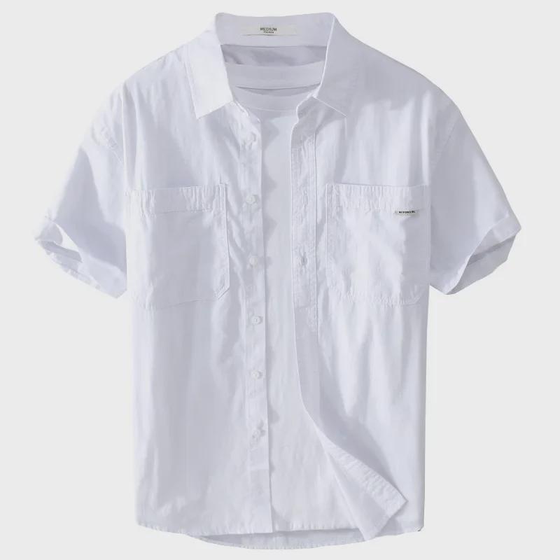 Men's Summer Casual Short-Sleeve Comfortable Loose-Fit Shirt - Versatile Fresh Workwear 706