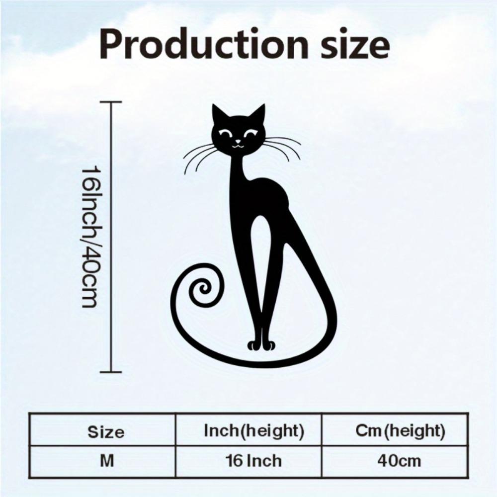 Black Cat Iron Wall Art, Metal Statue Mural for Office Patio Halloween Decor, Gift for Cat Lovers Rustic Farmhouse Hanging Ornament