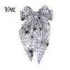 Holiday Themed Hair Accessories for Women Halloween Bow Clip Girls, Spider Web Barrettes Chic Satin Bows with Streamers Clips, Large Bowknot