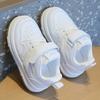 Kids White Sneakers Girls Boys Lightweight Non-Slip Soft Sole Casual Shoes With Velcro