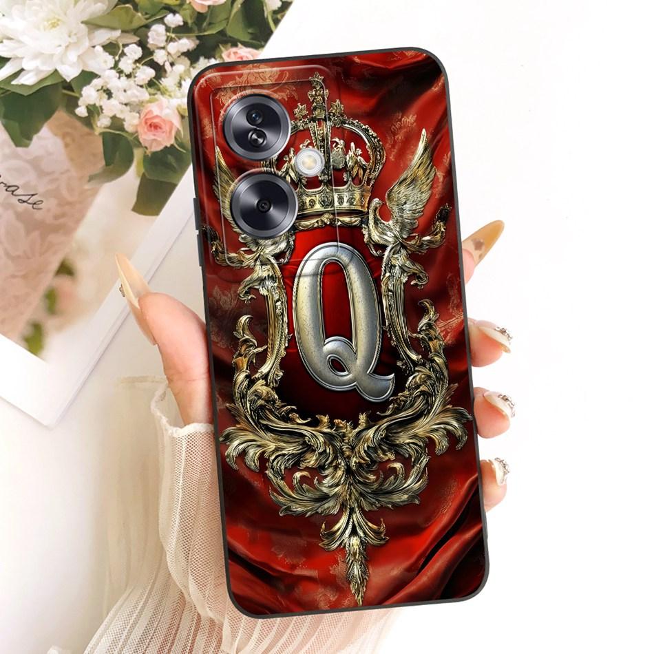 For OPPO A79 5G Feather Crown Initial Letter Phone Case For Oppo A79 CPH2553 CPH2557 Soft Silicone Covers Bumpers
