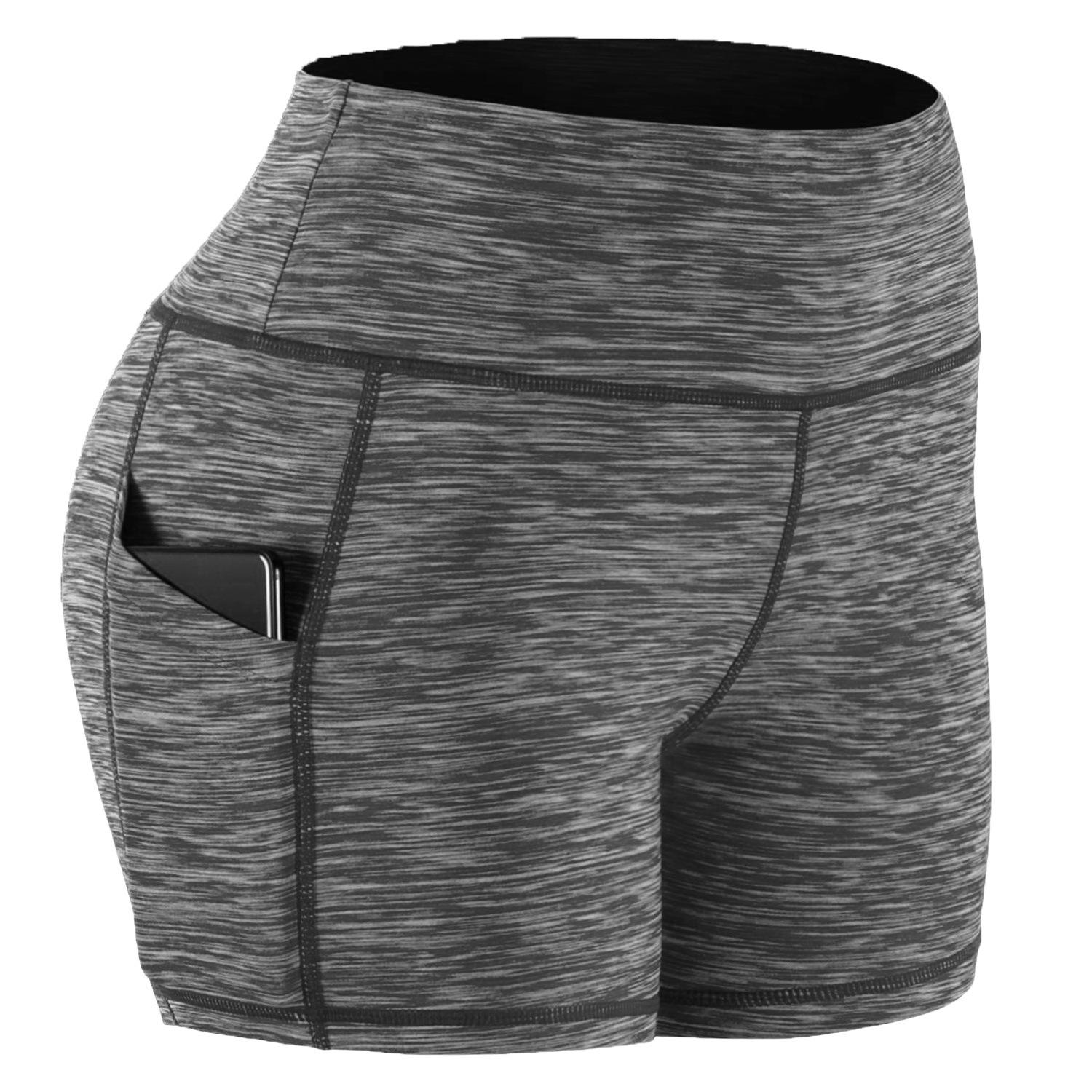 

Women s High-Waist Yoga Shorts with Butt Lifting and Double Pockets XS хізер сірий колір