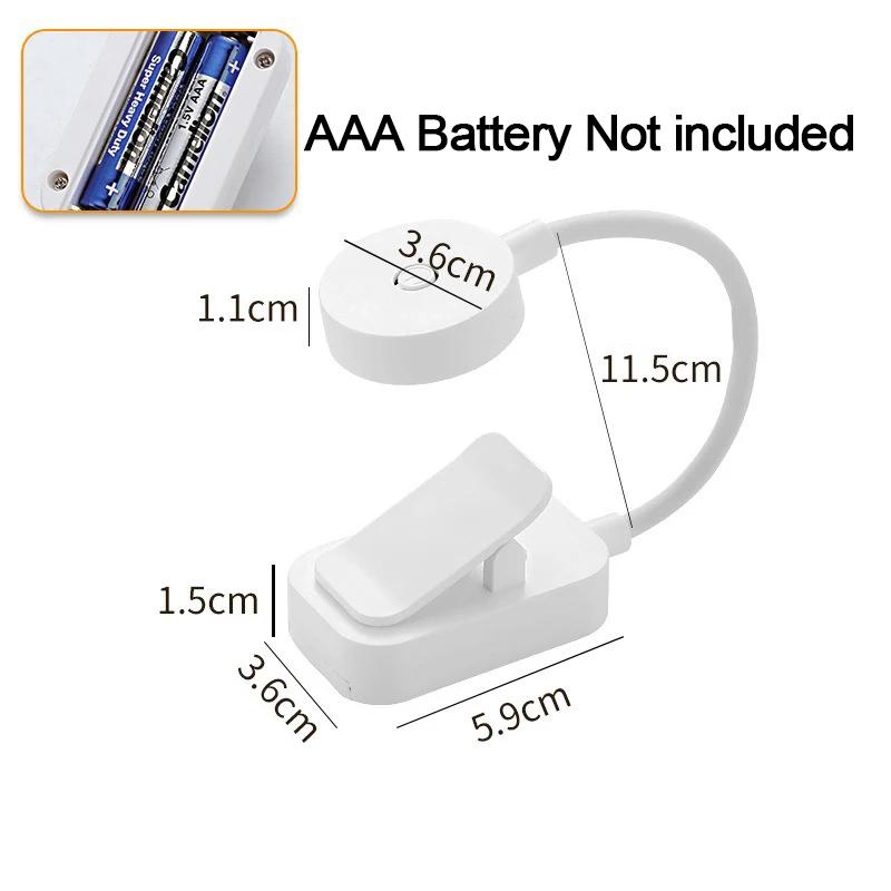 

Portable LED Book Lamp Reading Small Table Lamps Eye Protection 3 Colors Bedroom Study Bedside Student Book clip Night Light White