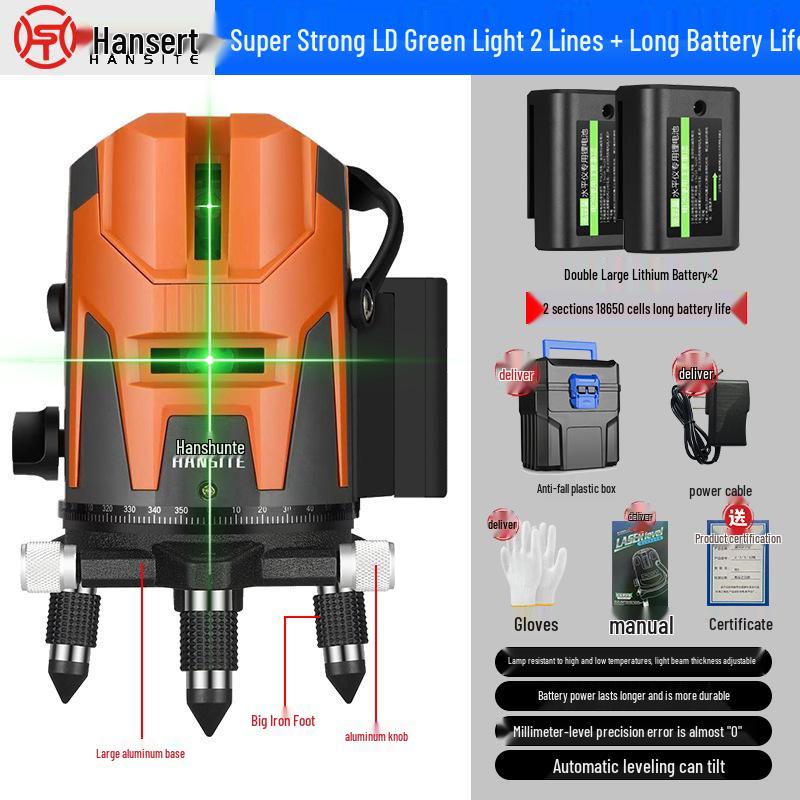 High-Precision Green Light Infrared Laser Level for Indoor/Outdoor Use