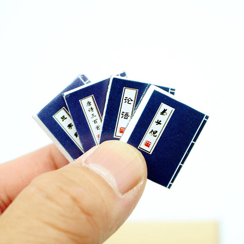 Pack of 4 Miniature Novel Models For Dollhouse Study Decoration - Diverse Doll House Items