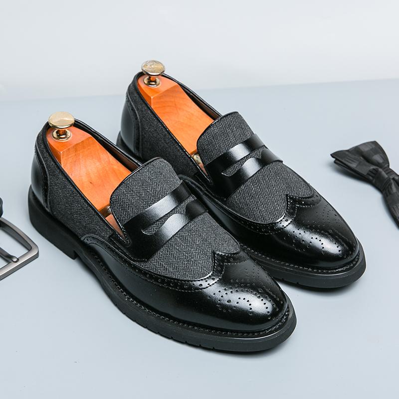 British Style Trendy Men's Leather Casual Shoes Party Banquet Formal Shoes Men's Pointed Toe Shoes for Wedding Wear-resistant