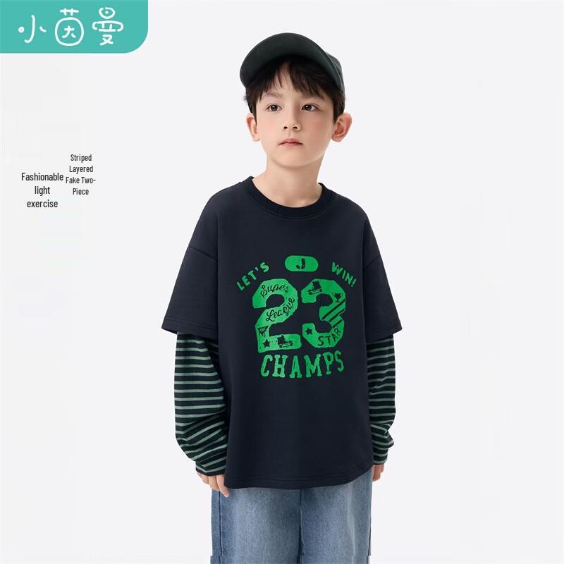 Xiaoyiman Boys  Faux Two-Piece Casual Sport T-Shirt 120