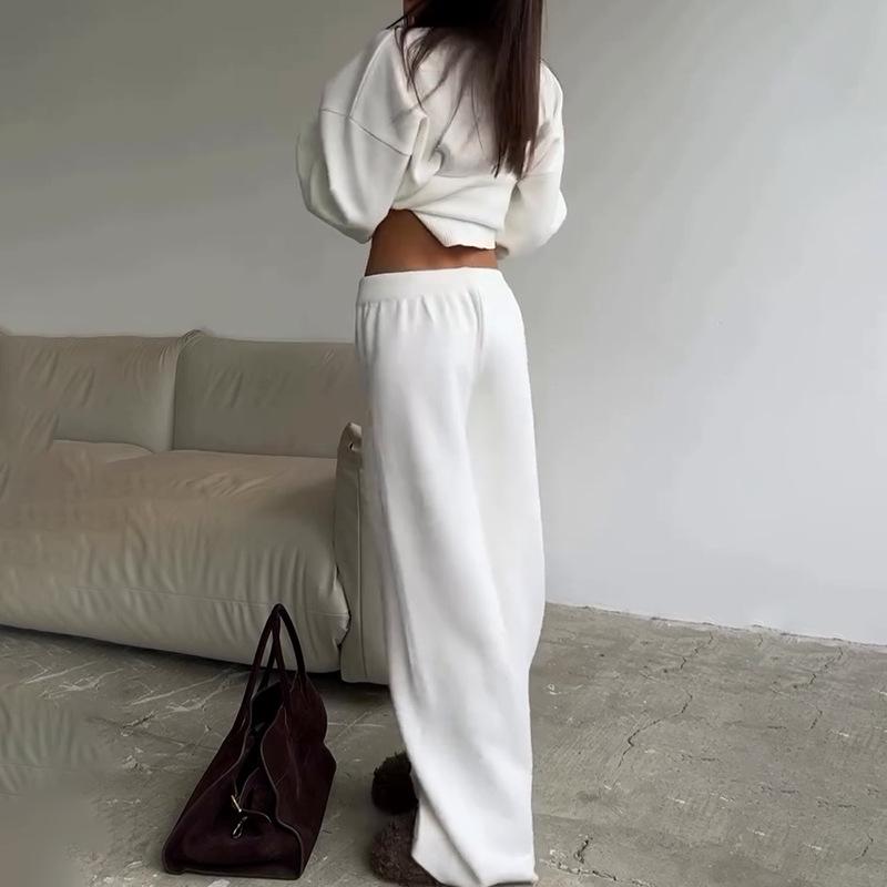 Long Sleeve Loose Fit Top and Wide Leg Pants Set