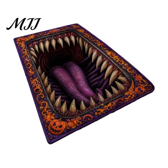 Bedroom Decorative Mat 3D Visual Halloween Rug, Non-Slip Creepy Bathroom Dust Proof Entrance Washable Spooky Floor for Kitchen Home Decor