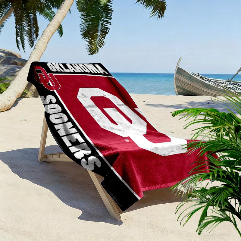 Oklahoma Sooners Print Beach Towel, Large Soft Quick Dry Towel for Beach Camping Swimming