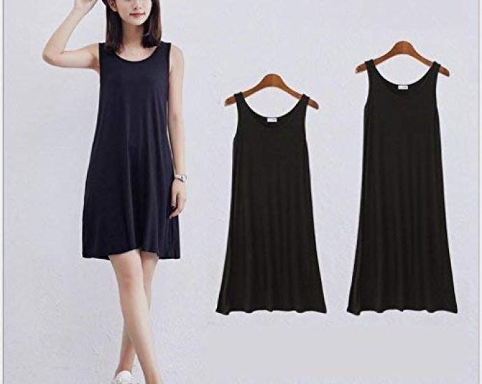 Feminine Tank Top Dress Mini Length Long Length Inner Dress Boat Neck Maternity Inner Cute Above the Knee Long Pretty Girly Dress Shirt Slimming Chic
