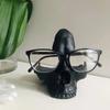 Skull Glasses Stand Holder, Creative Eyeglasses Holder, Resin Statue Ornament, Sunglasses Spectacle Display Rack for Home, Office, Desk, Nightstand