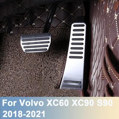 For Volvo XC60 XC90 S90 V90 2018 - Stainless Steel Car Accelerator Fuel Pedal Brake Foot Rest Pedals Cover Accessories