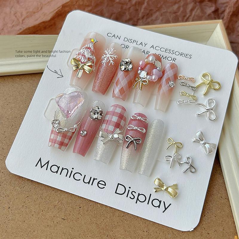 10Pcs Kawaii 3D Silver Gold Bowknot Bow Ballerina Girl Alloy Pearl Nail Art Diy Nails Accessories Decoration Charms