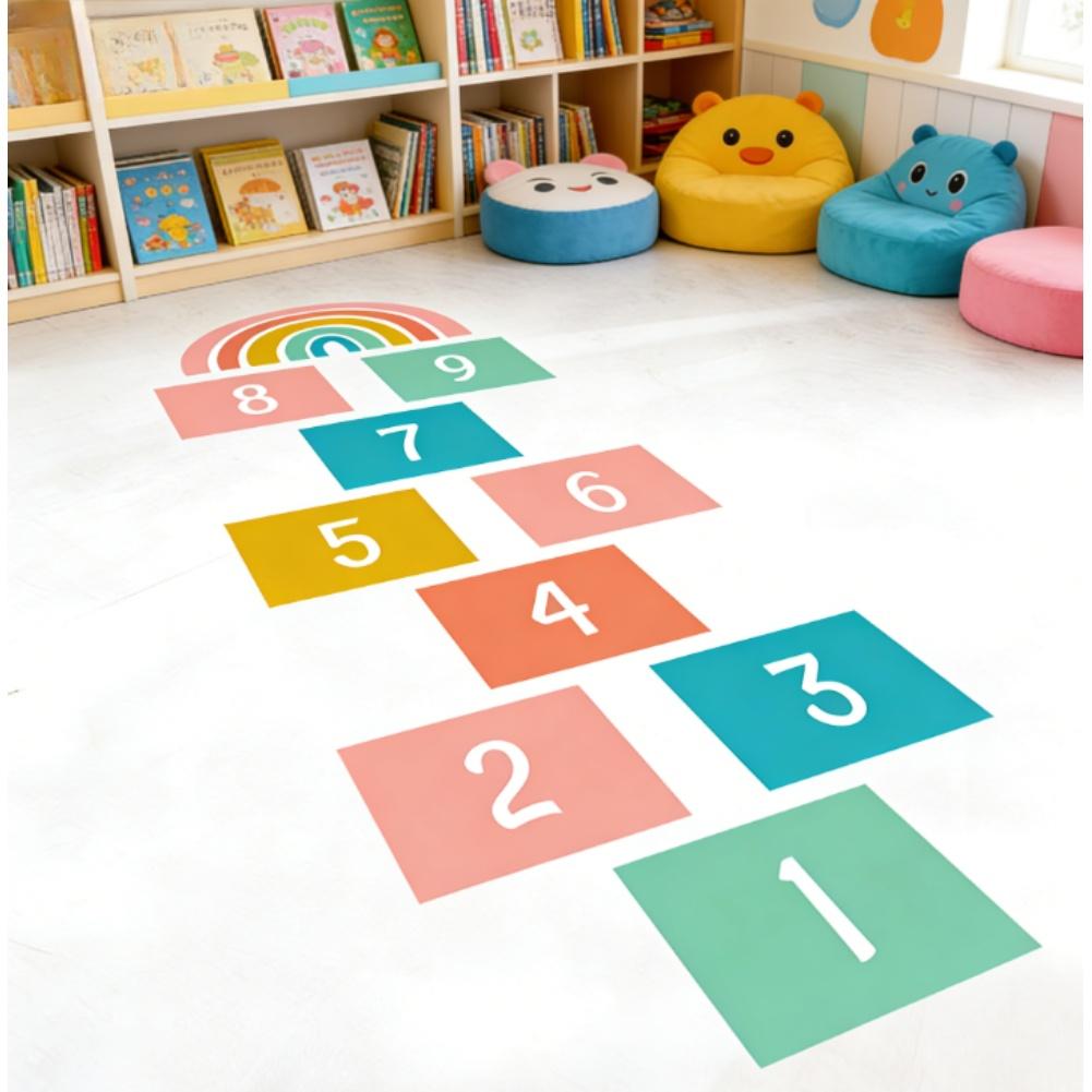 Colorful Square Number Floor Sticker PVC Multicolor Wall Stickers For Children s Kindergarten Living Room Decoration