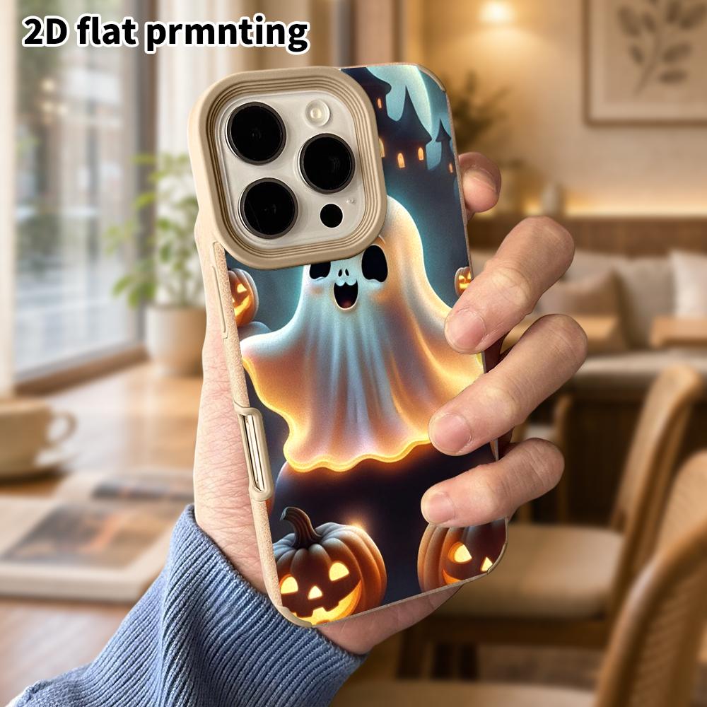 Phone Case: Lambskin 2D Flat Samsung Galaxy A34 A35 M05 M06 S20 S22 S21 FE Plus 5G Protective Case, Glowing Little Ghost, Christmas and Halloween Gift