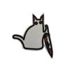 Cat with Knife Embroidered Velcro Patch - Black & White