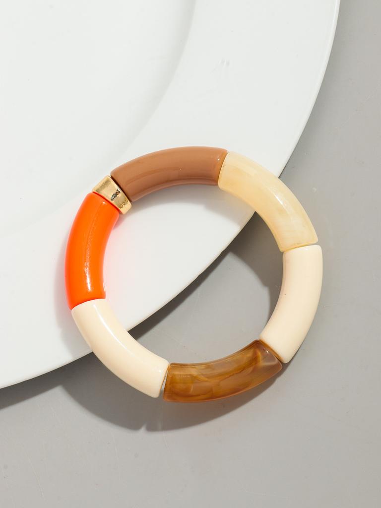 Bohomia Acryl-Design-Stil, klobiges, stapelbares Bambus-Armband für Frauen, Boho, elastisch, bunte Röhrenperlen-Armbänder, 2024 Schmuck