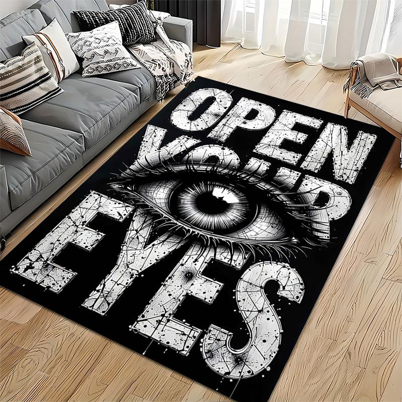 Open Your Eyes Black Carpet suitable as a non-slip mat for the living room or bedroom sofa