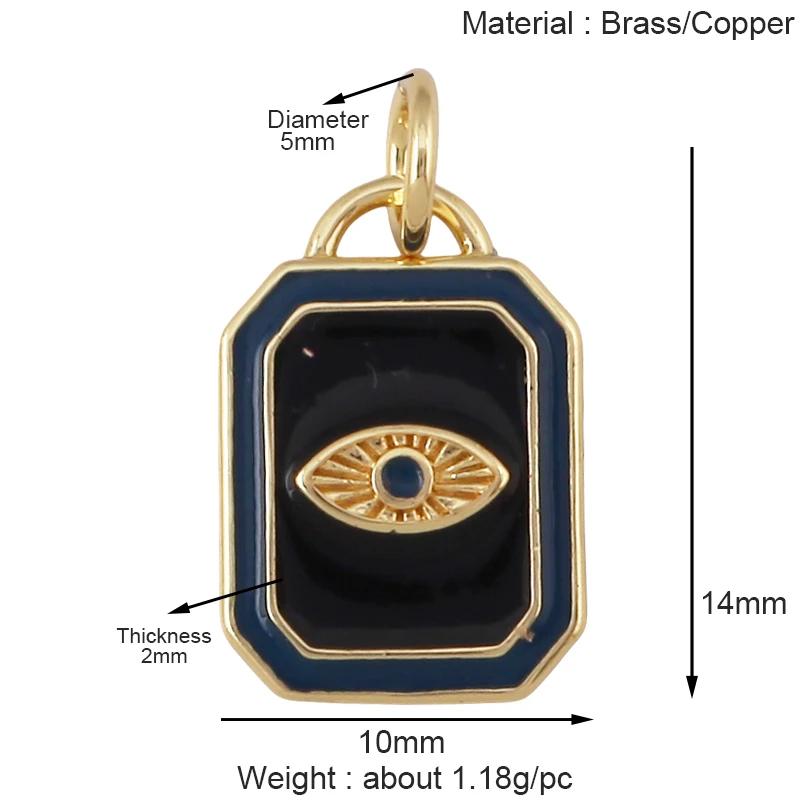Trendy Colorful Enamel Geometry Charm Pendant,Real 18k Gold Plated Zircon Necklace Bracelet Jewelry Findings Supplies S43