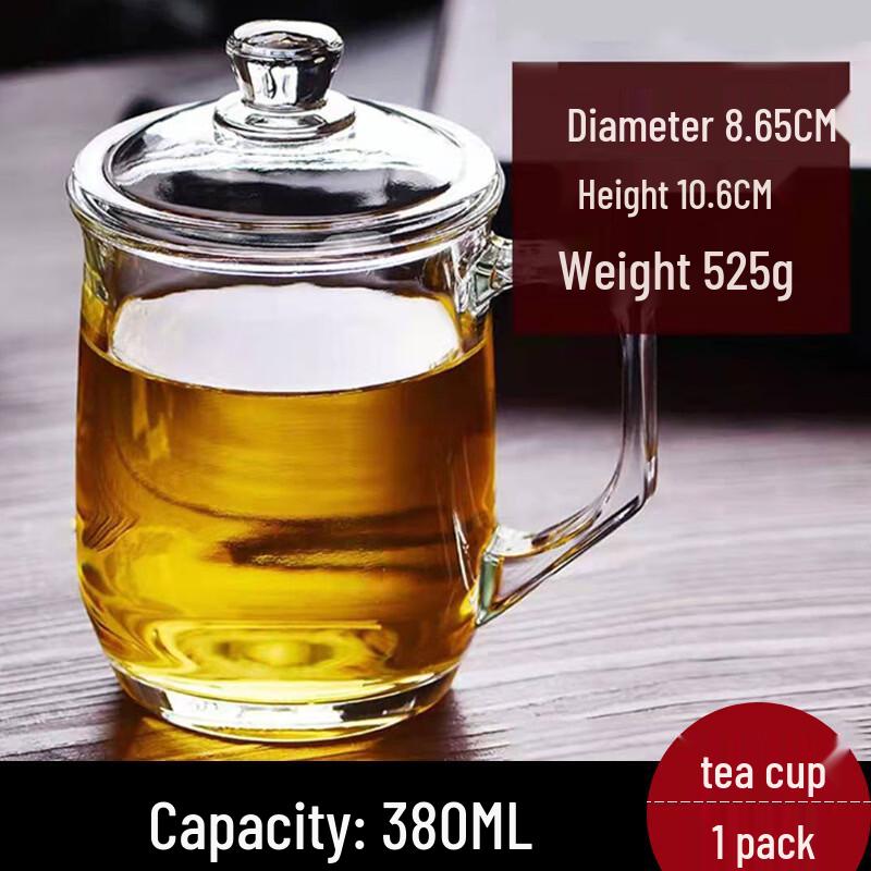 Shangqi 380ml Double-Layer Glass Tea Mug with Handle and Lid