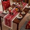 Red Christmas Table Runner Rectangle Xmas Desktop Decoration Elks Tablecloth Coffee Table
