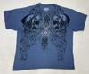 Unisex Shirt Cotton Oversize Large Size MMA Elite Skull Tribal Graphic XL Blue Short Sleeve Y2K