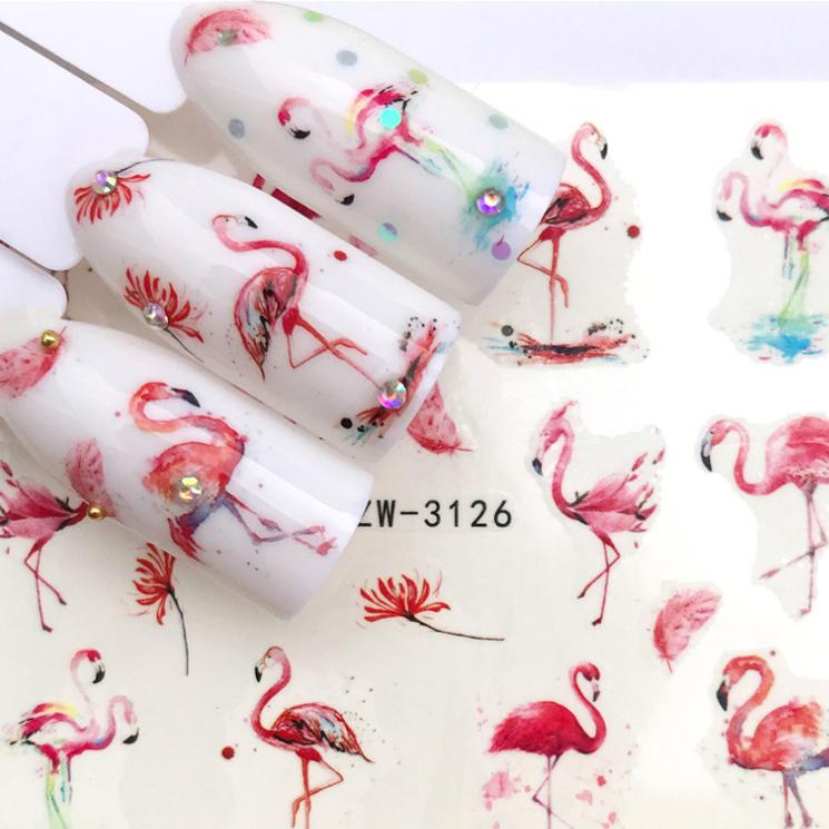 

1 лист, цветочная серия, наклейка для дизайна ногтей, переносная вода, полная обертка, татуировка с изображением оленя, лаванды, фламинго, наклейки для ногтей, сделай сам, украшение