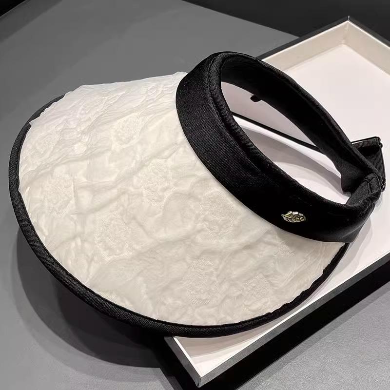 

Кружевная плиссированная шляпа от солнца с открытым верхом, женская летняя шляпа от солнца с защитой от УФ-лучей, дорожная шляпа с широкими полями, летняя (56-60CM) Good elasticity and adjustable бежевый