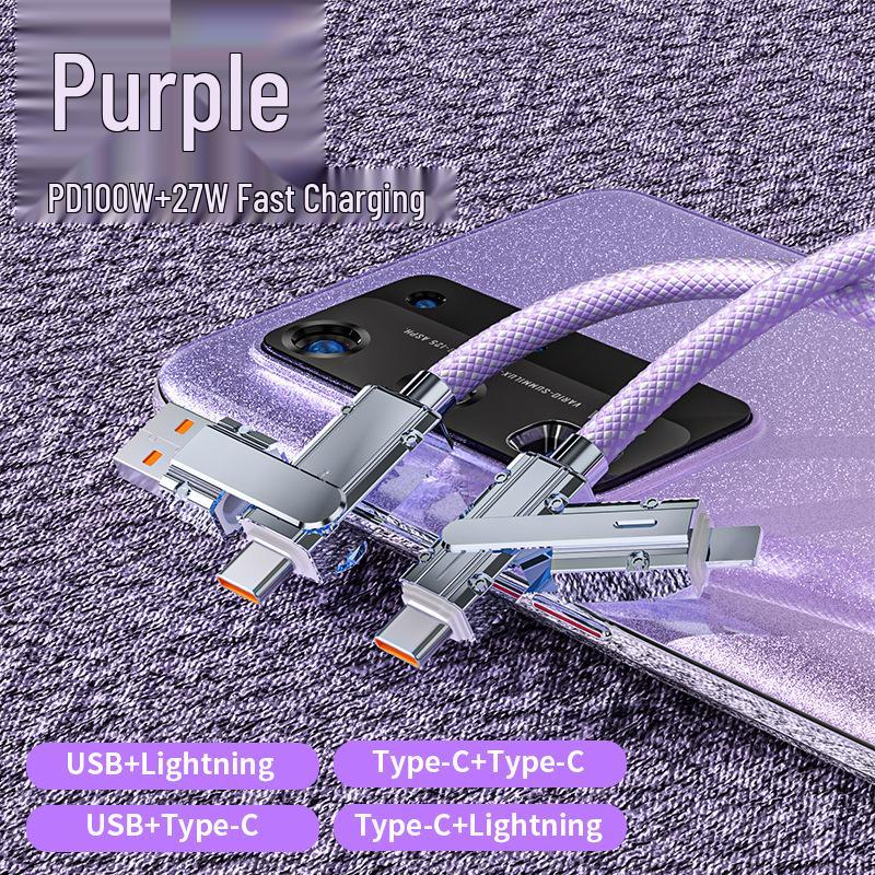 4-in-1 Braided Type-C Fast Charging & Data Cable for Mobile Phones