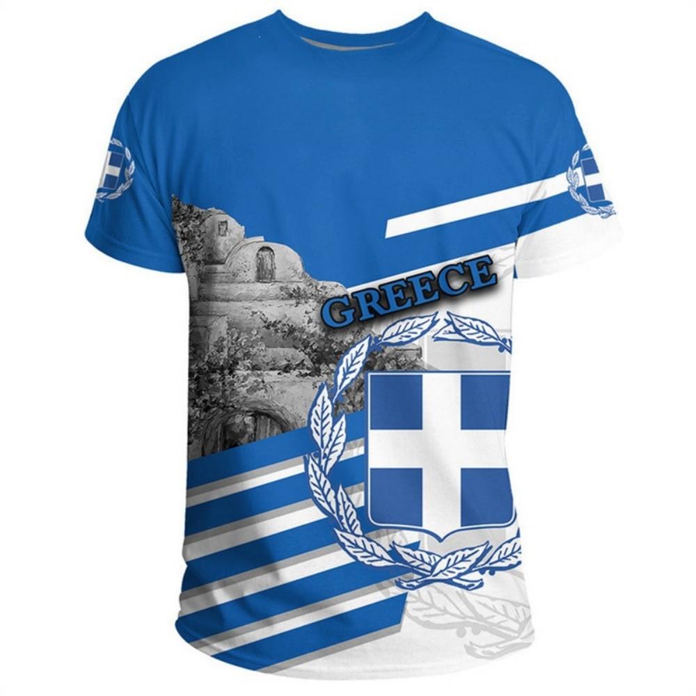 Griechenland-Themen-Poloshirt, Aufdruck des Nationalwappens, Lässiges sportliches Essential