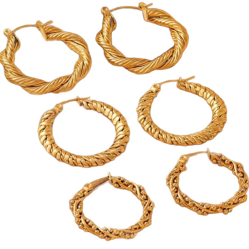 Solmayan Altın Fransız Retro Burgu Paslanmaz Çelik Küpeler - Çok Yönlü ve Sade Stil