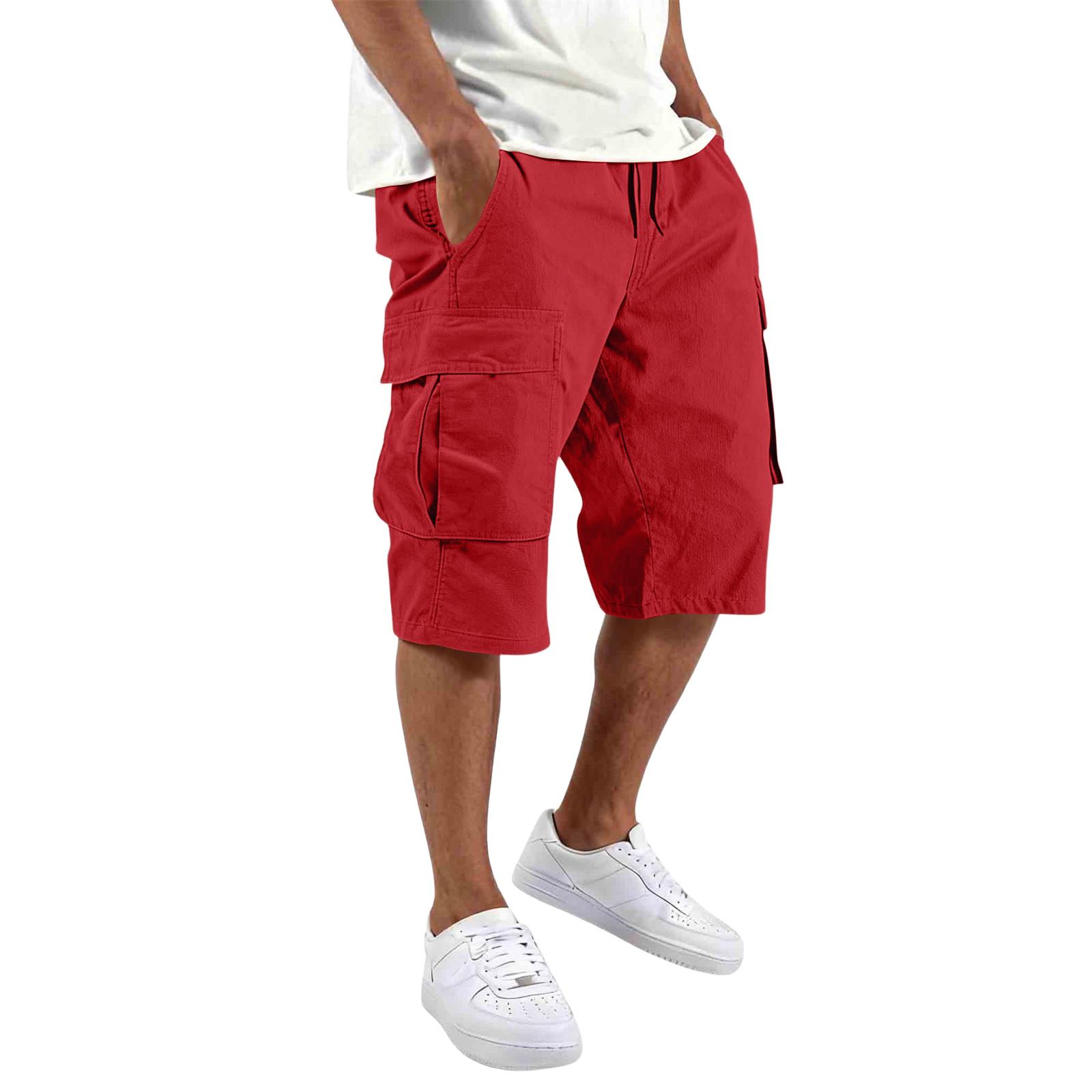 Ren Fashion Heren Relaxed Fit Cargo Shorts Met Meerdere Zakken Knie Lengte Katoen Casual Buiten Shorts XXL wijn