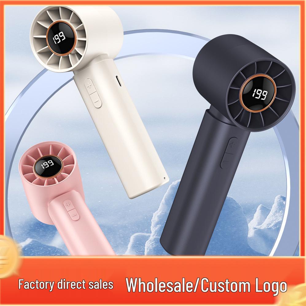 Handheld Turbo Fan: High-Speed, Digital Display, 199 Gears, USB Rechargeable Compact Fan