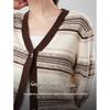 ELLE Retro Striped Lamb Wool V-Neck Cardigan