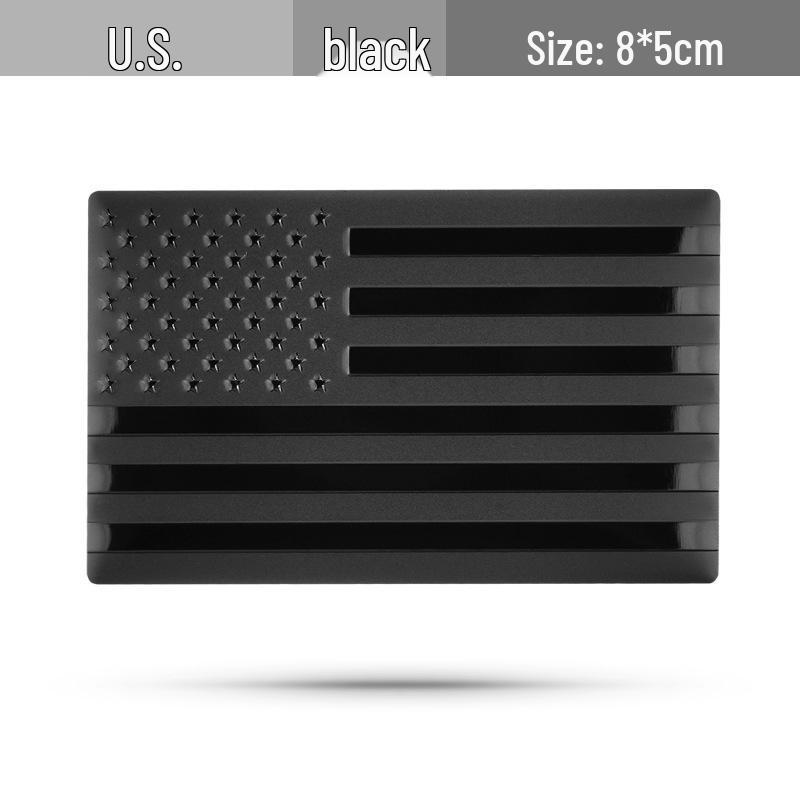 American Flag Car Stickers: Black, Black-Red, Black-Blue USA Map Metal Decal