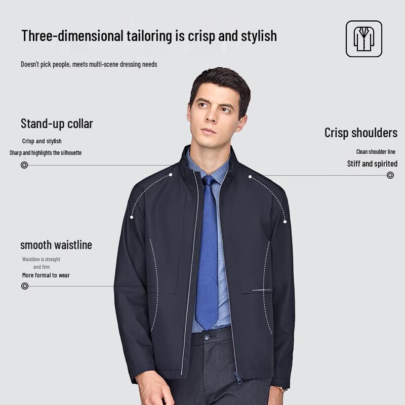 Qipilang Men's Business Casual Stand-Collar Jacket