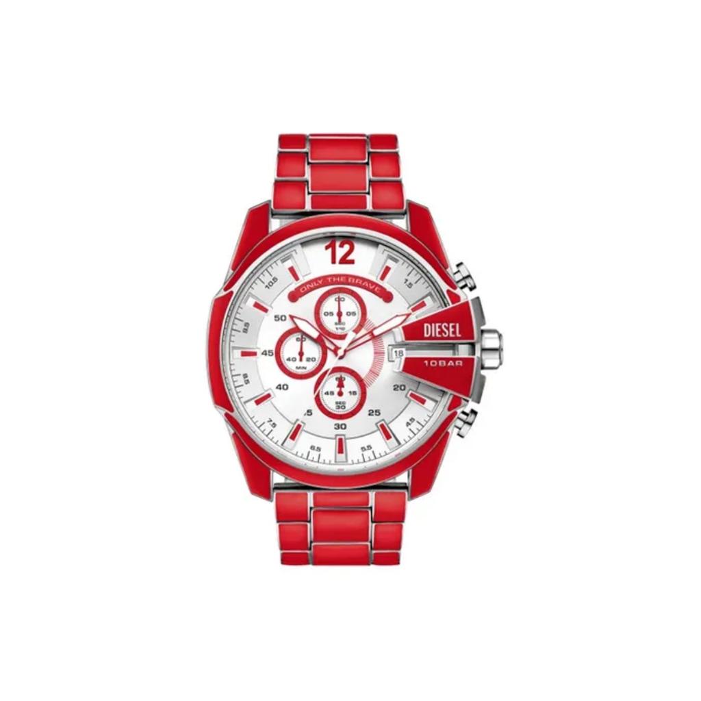 Diesel Men's Mega Chief Quartz Watch Silver Dial Stainless Steel 51mm DZ4638