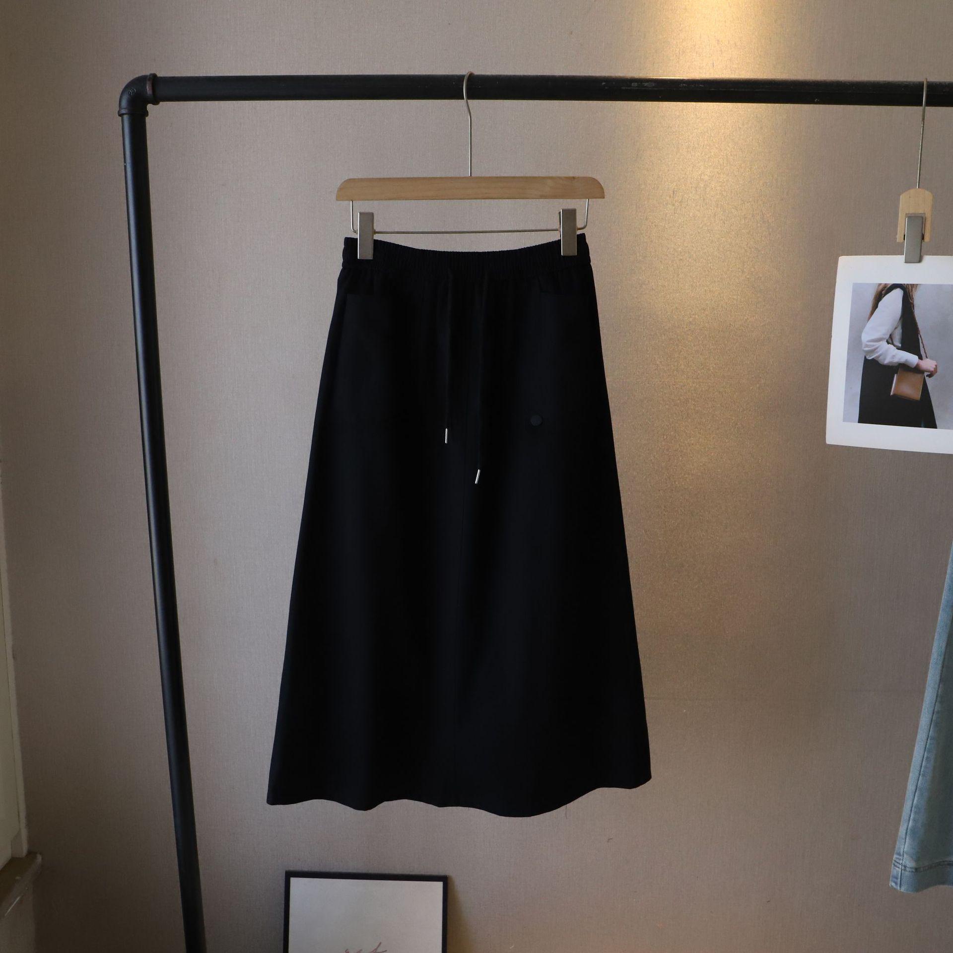 

Korean Style Elastic Waist Pocket Midi Skirt, 2025 Spring/Summer Collection Women s Workwear