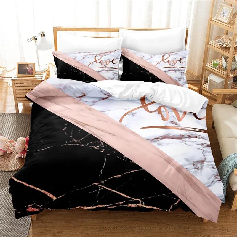 

Luxury Black Marble Duvet Cover Set Queen/King/Full/Twin Size Bedding Set Geometric White Marble Comforter Cover For Men Women EU Single(135x200cm)