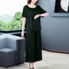 2026 Summer Fashionable Plus Size Two-Piece Suit for Women - Stylish, Loose, Slimming Short Sleeve Set for Middle-Aged Mothers