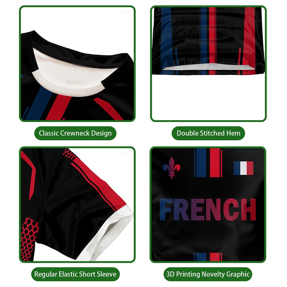 French Flag Printed Football T-shirt Men's Breathable Sports Jersey Street Oversized Tops Unisex Casual Graphic Tee Men's Gifts