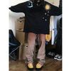 Amerikanische Trendmarke Sonne Mond bedrucktes Langarm-T-Shirt Damen Herbst Winter Locker Lässig Baumwoll-Top Paare