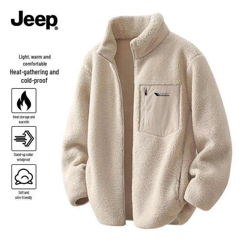 JEEP Men's Fleece Stand-Collar Thickened Warm Jacket