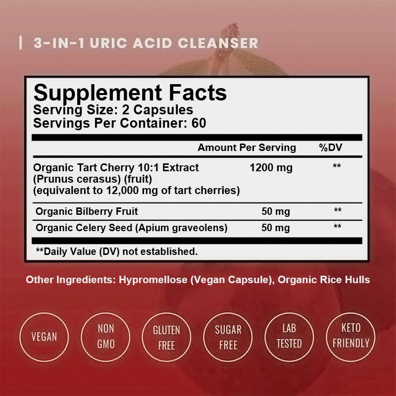 Tart cherry, blueberry, and celery 12000 mg - Powerful uric acid cleanser, supports joint health